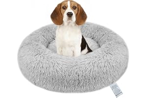 fireowl Calming Dog Bed Large: 70cm Donut Bed Anti Anxiety Dog Bed,Cozy Pet Dog Bed Plush Cuddler Soft Puppy Sofa,Cat Cushion Machine Washable Dog Sofa Bed Light Grey