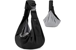 Valleycomfy Chusta do noszenia psa, zwierząt domowych, torba dla psa z regulowaną, torba dla psa i kota na spacery, aktywności na świeżym powietrzu i wycieczki, udźwig do 7 kg (czarna)