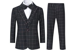 Sliktaa Boys Suits 3 Piece One Button Single Breasted Plaid Colour Suits Wedding Party Performance Blazer Vest Trousers