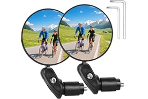 SILTTBLE 2 Piezas Espejo Retrovisor Bicicleta Ajustable 360° Rotativo y 180° Plegable, Espejo Convexo para Diámetro Interior del Manillar 18-22mm Bicicleta MTB/Carretera/Patinete Electrico