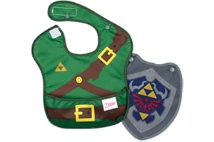 Bumkins Nintendo Zelda SuperBib, Baby Bib, With Cape Waterproof, Washable, Stain and Odor Resistant, 6-24 Months (Pack of 1)