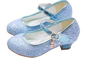 YOSICIL Principessa Scarpe Bambina Festive Scarpe col Tacco da Principessa Cosplay Scarpe da Sera per Bambine Dress Up Cerimonia Festa Scarpe Eleganti Blu,EU25-38
