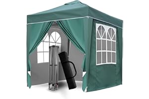 SANHENG Pop-Up-Pavillon, Pop-Up-Zelt mit Gewichten, vollständig wasserdicht, Allwetter-Pavillon, ideal für Outdoor-Party, Camping (2 x 2 m, grün)