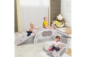 SIAIRO 3 in1 Kids Climbing Frame with Slide and Rocker,Indoor Climbing Frame for Toddlers,Montessori Climber Ladder Slide Learning Climbing Arch Toys for Kids Indoor Playground Play Gym Gift for Children