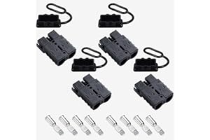 GTIWUNG 4Pcs Connettori di Alimentazione 50A 600V, Connettore di Batteria, Batteria a Connessione Rapida 50A Cavo di Cablaggio per Auto, Winch Trailer Verricello, Nero