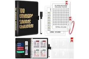 ROYAYA A5 Money Budget Binder, 100 Envelope Saving Challenge, Money Saving Wallet Money Organizer Envelopes Budget Planner with Pen & Tracker, Cash Stuffing Budget Wallet for School Home Office Travel Diary