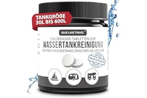 ‎BLUE LAKE TRAVEL Blue Lake Travel Wassertank Reiniger Wohnmobil (10 Tabletten) - Tankvolumen 30 bis 600 Liter - Frischwassertank Reiniger - hochwirksamer Tankreiniger löst Verschmutzungen & Ablagerungen