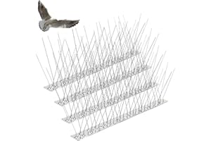 Homo Trends Pigeon Spikes Stainless Steel 4 PCS, Bird Spikes for Anti Crows Magpies Seagulls Pigeons, Small Birds, Cats, Bird Deterrent Spikes, Bird Scarers for Gardens, Balcony Roofs Windows