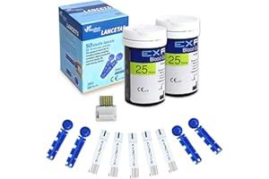 ELERA EXACTIVE Vital Blood Glucose Test Strips, 50 pcs Test Strips and 50 pcs Lancets for EXACTIVE Vital Blood Sugar Monir