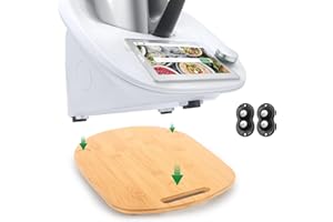 CBJEHIFEY Gleitbrett für Thermomix TM6 TM5-360° Universalrädern Rollbrett für Thermomix Vorwerk Küchenmaschine, Bambus Unterlage Brett TM5 TM6 Zubehör Schnelles Bewegen Rollbrett mit Gummifüße