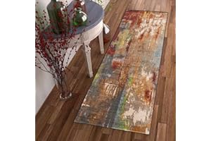 ‎DTUQYX DTUQYX Läufer Lang Flur rutschfest Teppich Küche 80 x 250CM, Polyester Waschbar und Dauerhaft, Schlafzimmer Muster Carpet, für Wohnzimmer Büro Esszimmer, Anpassbar Teppichläufer Meterware