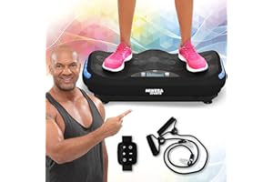 Miweba Sports Fitness 4D Wave Plaque vibrante MV300 - Bracelet télécommande - Design Wave - 800 Watts - Haut-Parleur Bluetooth - Bandes d'entraînement - LED - Grande Surface d'appui