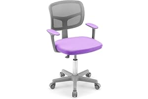 COSTWAY Sedia per Scrivania per Bambini, Sedia per Computer con Altezza Regolabile, Ruote, Sedile Girevole a Rete, Mobile Ergonomica per Bambini 3-10 Anni (Viola chiaro)