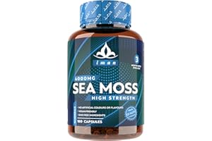 IMAN PRODUCTS High Strength Sea Moss 4000mg Capsules (180 Count) - Natural Source of Iodine - Wild Harvested - Vegan Friendly (3 Months Supply) - GMO Free, Gluten-Free, Made in The UK