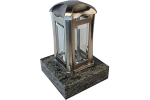 designgrab ael5agb 1oliv Lampe tombale Venezia en Acier Inoxydable, Argent, 13 x 13 x 24 cm