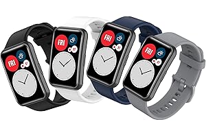 SenMore 4-pak wymiennych pasków kompatybilnych z Huawei Watch Fit silikonowa bransoletka, miękka, oddychająca sportowa opaska na nadgarstek, kolorowa opaska dla kobiet, mężczyzn, akcesoria do smartwatcha Huawei Watch FIT
