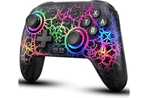 ZRZLMVP Switch Pro Controller für Nitendo Switch/Oled/Lite - 1000 mAh Wiederaufladbar Wireless Switch Controllers mit 9 RGB Licht, Programmierbar, Wake Up Funktion, Turbo, Vibration - Spalte