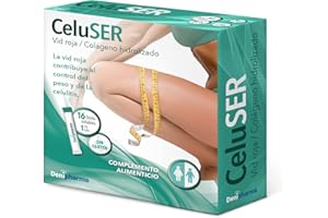 DENIPHARMA Celuser - 16 sticks - Anticelulítico - Elimina la celulitis, las estrías y la grasa localizada - Adelgazante con Vid Roja y Colágeno Hidrolizado - Caja 16 sobres - 1 al dia