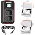 Newmowa NP-FW50 Replacement Battery (2 Pack) and Smart LCD Display Dual USB Charger for NP-FW50 and Sony ZV-E10,a6000,a6100,a6300,Alpha a3000,Alpha a5000,DSC-RX10,RX10 IV