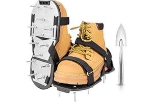 DenForste Lawn Aerator Shoes for Grass - Pre-Assembled Grass Aerator Shoes for Lawn - Soil Yard Aerator Tool for Aerating Patio Garden, Black