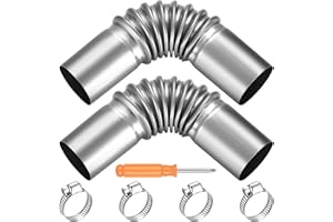 MAUUUBA 2 Pcs Stainless Steel Exhaust Pipes, Diesel Heater Exhaust Pipes, 25mm Exhaust Pipe Elbow Connectors, Gas Vent Exhaust Hose Exhaust Pipe with 4 Hose Clamps for Car Parking Diesel Heater Pipes