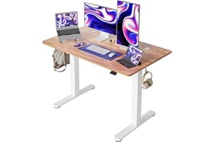 ‎CUBIKER Cubiker 120 x 60 cm Schreibtisch Höhenverstellbar Elektrisch, Stehpult T-Beine aus Stahl mit Funktions-Memory-Steuerung, Anti-kollisions System, Hellbraun Tischplatte