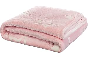 Brandsseller Wohndecke Flanell -Glow in The Dark - Leucht Sterne 150x200 cm Rosa