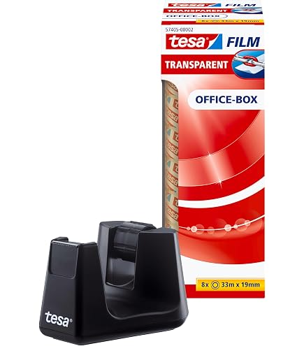 Tesa Easy Cut Smart – Dérouleur De Table Ruban Adhésif Avec Stop-Pad Antidérapant + 4 Rouleaux Tesafilm 33m