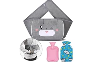 WARMTUYO Wärmflasche Wärmflaschengürtel, 123cm Verlängerte Tragbarer Wärmflasche mit Bezug Gummi Wärmbeutel mit Plüschbezug Wärmeflasche zur Schmerzlinderung für Hals, Füße, Schulter, Rücken, Beine