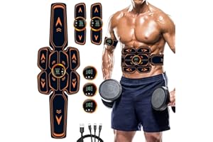 AILEDA Electroestimulador Muscular,Electroestimulador Muscular Abdominales, 6 Modos y 9 Intensidades,Muscular Masajeador Eléctrico Cinturón Abdomen/Brazo/Piernas/Glúteos