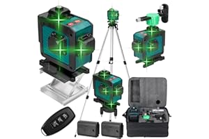 KKnoon Laser Level, 16 Lines Laser Level 3° Self-Leveling Function with 1.5m Height Adjustable Tripod and Rechargeable Battery 2 * 1200mAh