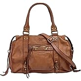 Samantha Look Sac shopping Damen Echt Leder Fabriqué en Italie,Sac à bandoulière vintage, sac de transport avec fermeture écl