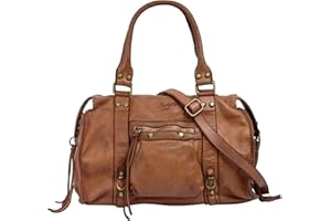 Samantha Look Sac shopping Damen echt Leder | Made in Italy, Sac à bandoulière vintage, sac de transport avec fermeture éclair, grand sac à anses en cuir 021061