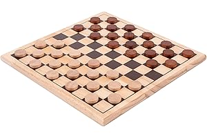 Engelhart - 150236 - Jeu de Dames en Bois - Marron et Crème - Jeu de Société Classique - Damier en Bois Massif - Stratégie - Débutants - Famille - 2 Joueurs - Dès 6 Ans