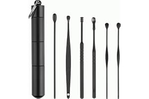 HEVEER Łyżka do uszu Przenośny zestaw do czyszczenia uszu 6 sztuk dla dorosłych i dzieci z stalowierzewnej oprawy