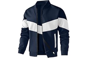 HYPESTFIT Men's Lightweight Bomber Jacket Color Block Varsity Coat Casual Jacket