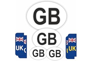 INKati GB Car Stickers 8-Pack in Various Sizes - Includes UK Number Plate Stickers/Classic GB Stickers Mixed Sizes Small to Large/GB Stickers for Car with UK Number Plate Stickers