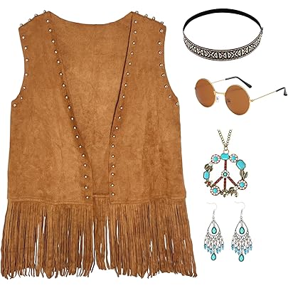 Costume Hippie Completo - Cappello Con Dreadlock, Gilet E Occhiali Da Sole Per Feste E Halloween - Foto 7