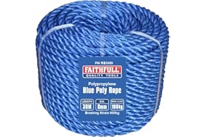 Faithfull Bobine de Corde en Polyester Bleu FAIRB3080, diamètre 8 mm x 30 m, Charge maximale 100 kg, Charge de Rupture 800 kg