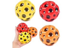 Qooloo 3 Pieces Moon Balls, Space Balls, Mini Bouncing Ball Toy, Ultra High Bouncy Balls and Sounds Meteor Spaceball, Rubber Bounce Ball Sensory Ball, Sport Training Ball for Indoor Outdoor Play