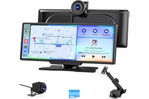 Avylet Schermo per auto 9.26 pollici,Wireless Carplay e Android Auto, con Dash Cam 4K, Fotocamera Posteriore FHD, Schermo Touch, Controllo Vocale, Navigazione GPS, Mirror Link, Bluetooth, AUX, FM