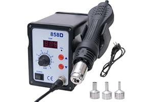 Umelee Estación de Soldadura de Aire Caliente 858D, Estación de Desoldadura 700 W con 3 Boquillas, Pantalla Digital de 100-450 °C, Hot Air Soldering Station para Soldadura y Desoldadura SMD