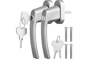 GETLITOOL Paio Maniglia Bloccabile per Finestra con 4 Chiavi per Sicurezza Bambini 2PZ Maniglie per Porte Finestre a Battente con Serratura in Lega di Alluminio Mandrino 35mm - Grigio