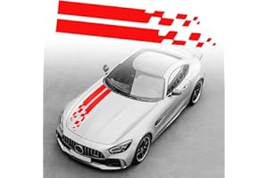 PWSAP Adesivo a Strisce per Cofano, Auto da Corsa per carrozzeria a Strisce Laterali Gonna per Tetto Adesivo per paraurti Vinile per Decorazioni modificate per Tutte Le Auto SUV Camion, Rosso