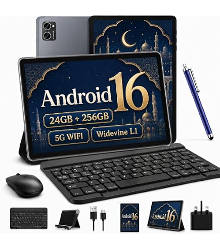 TABWEE T20 Android 16 Tablet with Keyboard - 24GB RAM + 256GB ROM