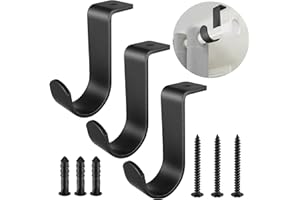 Grevosea 3 Pack Curtain Rod Bracket, Ceiling Curtain Rod Bracket Single Curtain Rod Holders for 1-1/4 Inch Rod Drapery Rod Heavy Duty Curtain Rod Brackets for Living Room Bedroom (Black)