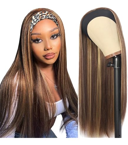 Perruque Synthétique Blonde Racines Foncées Longue Lisse - Taille Bonnet Moyen +4, Neuve Sans étiquettes