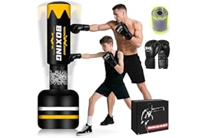 NZQXJXZ Sac de Frappe Adulte 175cm, Sac de Boxe Lourd autoportant, Sacs de Kickboxing avec Support pour l'entraînement MMA Muay Thai Fitness Débutants