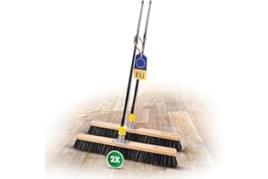 ‎NOVALIV Novaliv 2X Saalbesen mit Rosshaarmischung I 60cm mit Teleskopstiel I weiche Borsten Kehrbesen Hofbesen Feinstaubbesen