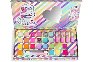 MARTINELIA - Palette di trucco per bambini – Assortimento di 20 ombretti + 4 mini rossetti + 4 balsami glitterati per bambini – Trucco bambina dai 3 anni – Senza prodotto nocivo